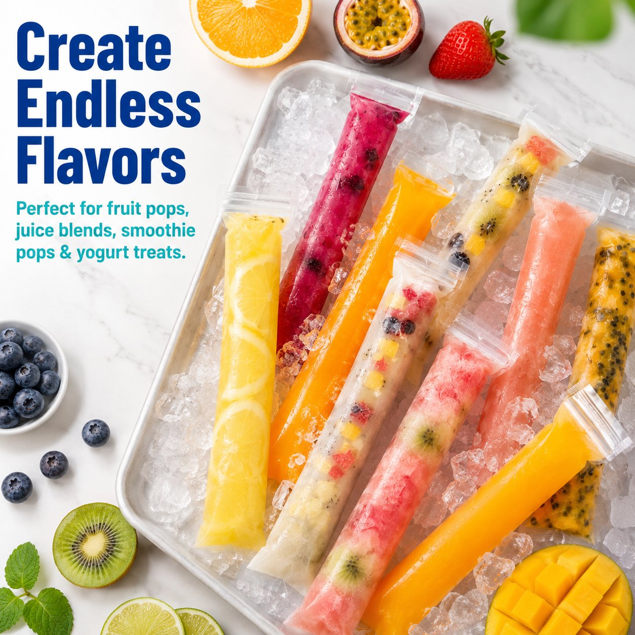 🍓 Pour, Freeze & Enjoy — Homemade Ice Pops Made Easy with Self-Sealing Bags! ❄️
