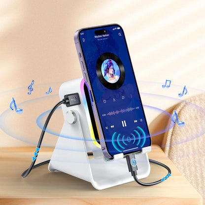 🔥🎶📱  5-in-1 Wireless Induction Bluetooth Speaker with Adjustable Phone Stand