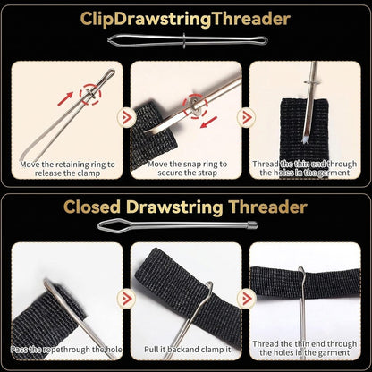 2Pcs Flexible Drawstring Threading Tool 🧵 Bendable Metal Spring Threader for Hoodies Pants Shoelaces