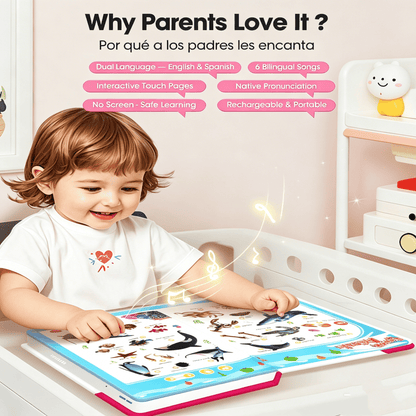 🎁Perfect for Toddlers🎁Spanish Interactive Educational Toy for Kids 1–6, Bilingual Sound Book for Early Language Learning