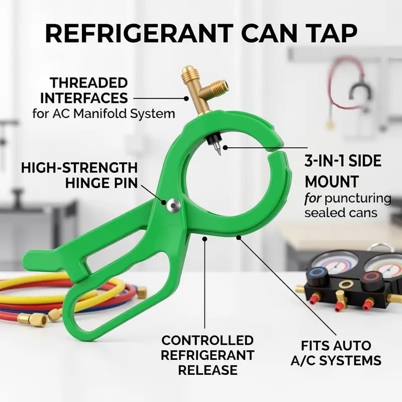 3-in-1 Refrigerant Can Tap Valve for R12 & R134A Car AC Charging