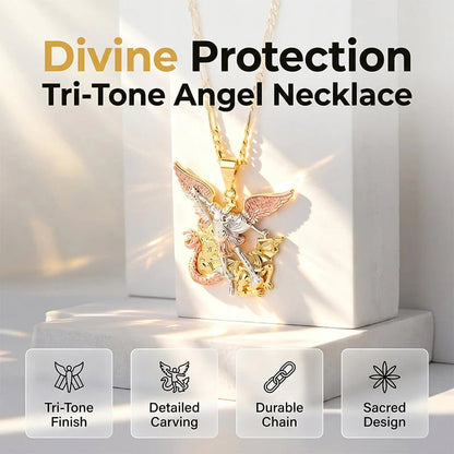 🎁2026 New Arrivals 50% OFF💥Tri-Tone Angel Guardian Pendant Necklace – Elegant & symbolic – Perfect for daily wear or gifting – delicate and meaningful ✨💛🪽
