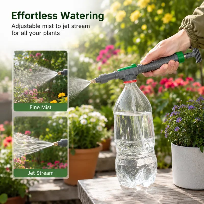 🌿 Bottle Mount Manual Sprayer Nozzle | Adjustable Brass Spray Head For Garden & Houseplant Care