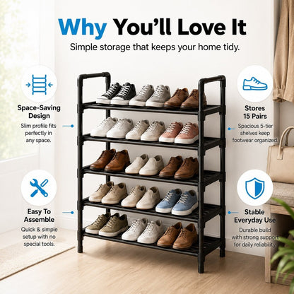 👟Multi-layer Shoe Storage Shelf | Sturdy· Stackable· Space-Saving