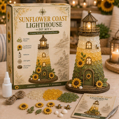 ⏳ Last Day 49% OFF – 🌊 Beginner-Friendly DIY Lighted Sea Glass-Style Lighthouse Kit Collection | Complete Kit with Sea Glass-Style Pieces, LED Lights & Step-by-Step Guide Included 💕