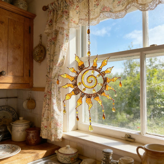 ☀️Sun Spiral Crystal Suncatcher – Handcrafted Bohemian Light Catcher