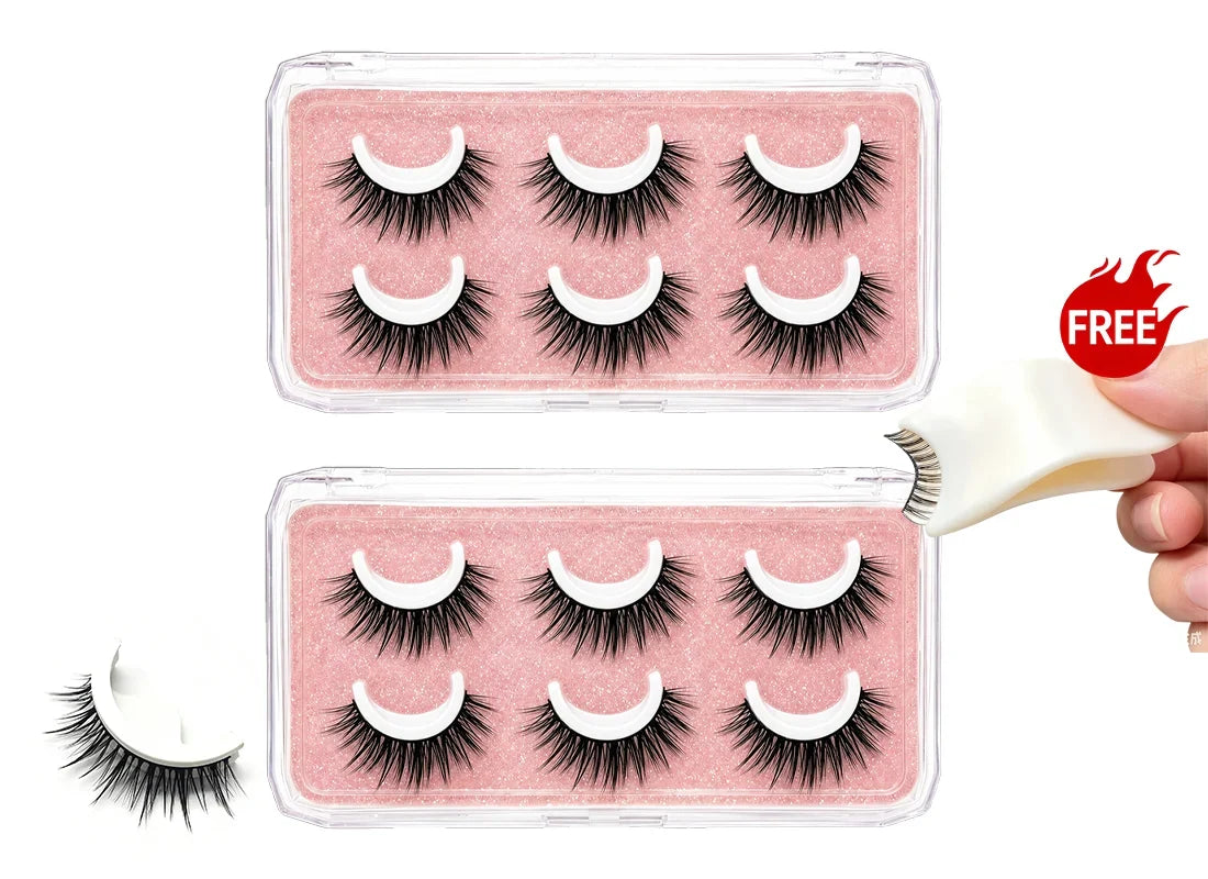 🎉2026 Sale Over 38K+ Sold!👁️Reusable Self-Adhesive False Eyelashes｜Glue-Free Natural Curly Press-On Lashes✨
