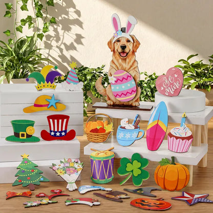 🎁 Unique Personalized Gift for Pet Lovers🐶 Interchangeable Seasonal Dog Decor