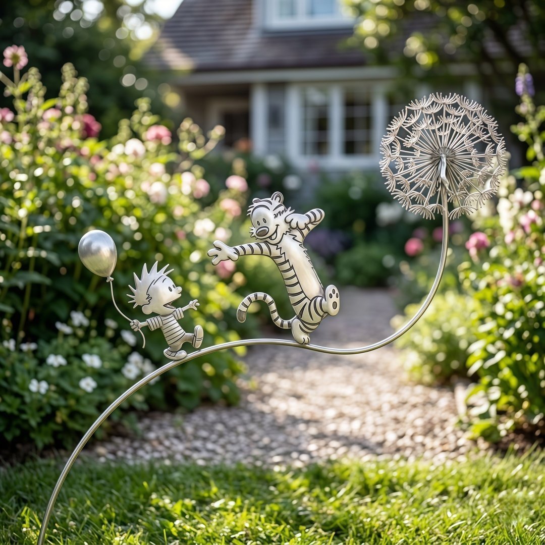 Calvin and Hobbes Dandelion Garden Stake