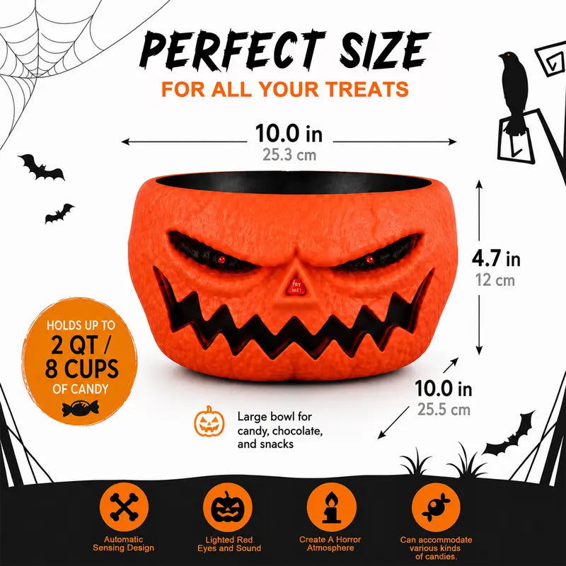 🎃 Funny Jump‑Scare Pumpkin Candy Bowl For Trick-or-Treat Pranking 👻