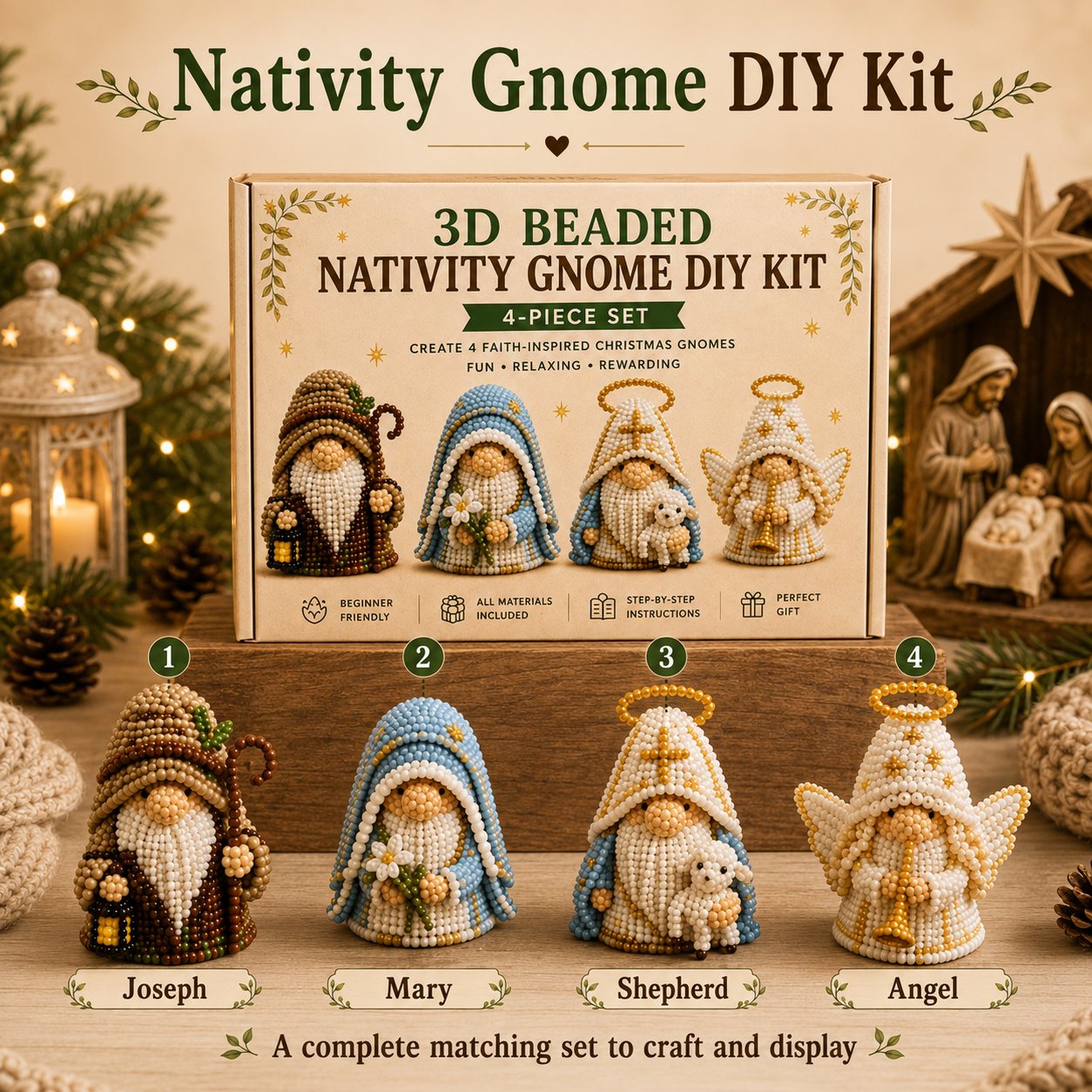 3D Beaded Gnome DIY Kit Collection