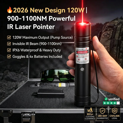 🔥 2026 New Design 120W 900-1100NM Powerful IR Laser Pointer
