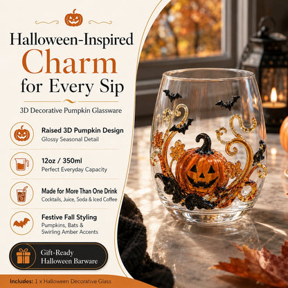 🎃 3D Halloween Artisan Glassware Collection | For Magical Halloween Sips, Eye-Catching 3D Details, Luminous Festive Party Moments & Cozy Fall Home Bar Glow ✨