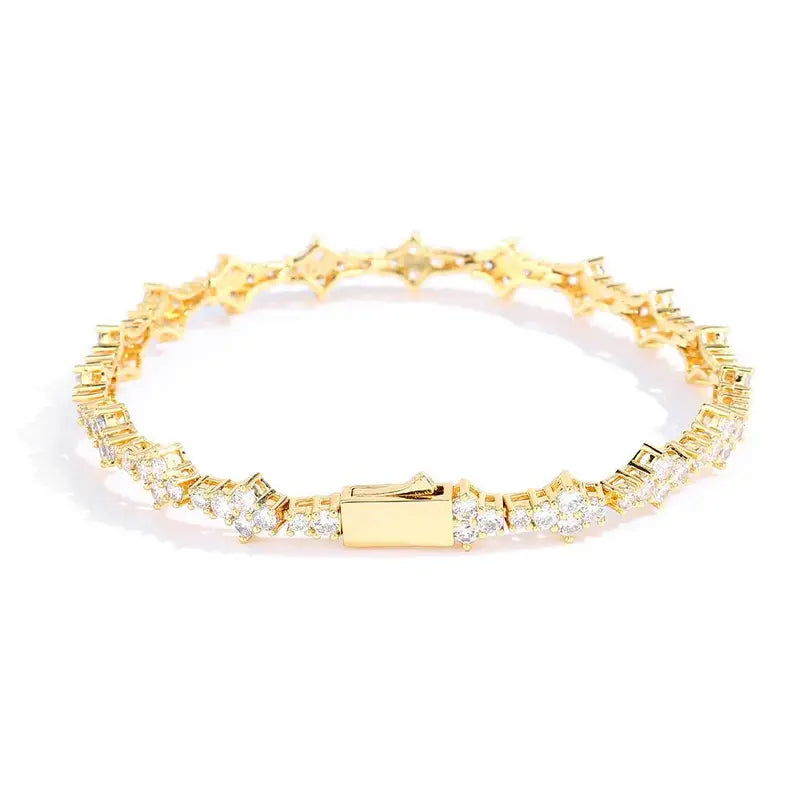 ✨ Gold Tennis Bracelet 6.5mm – CZ Clover Design, Gift for All