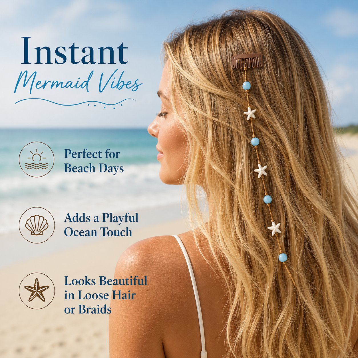 ✨ Mermaid Hair Chain Clip – Add Beachy Boho Charm to Any Hairstyle 🐚