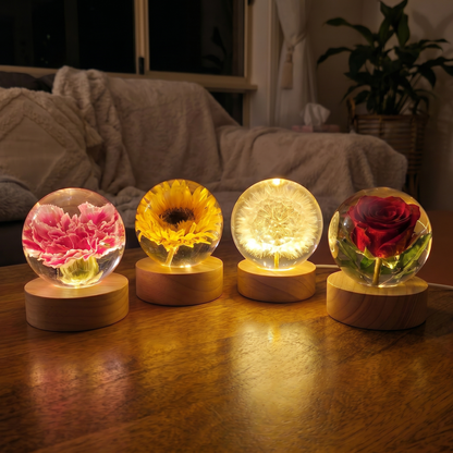 Eternal Flower Resin Lamp 🌸 Handcrafted Floral Night Light, Unique Home Decor & Meaningful Gift
