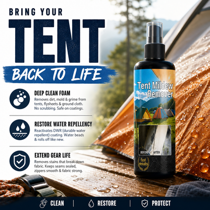 ✨Limited-time free cleaning cloths 🧹 First come, first served 🧴✨ 53% OFF! Outdoor Mildew Stain Cleaner – Spray on, wipes off mold instantly. Eco‑friendly, won‘t ruin waterproofing. Tent, awning, shower curtain – all like new! 🏕️💪