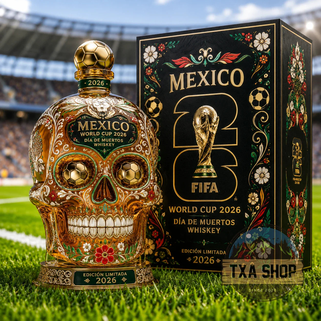 ⚽🇲🇽Mexico 2026 Día de Muertos Whiskey Bottle