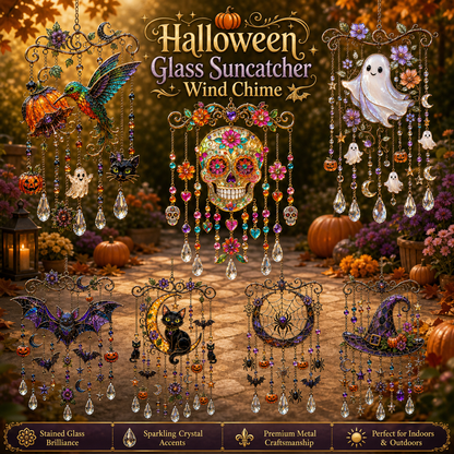 Halloween Glass Suncatcher Wind Chime