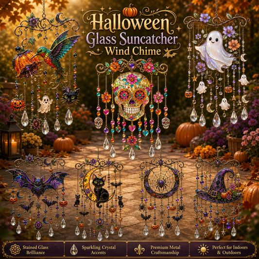 Halloween Glass Suncatcher Wind Chime