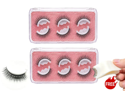 🎉2026 Sale Over 38K+ Sold!👁️Reusable Self-Adhesive False Eyelashes｜Glue-Free Natural Curly Press-On Lashes✨