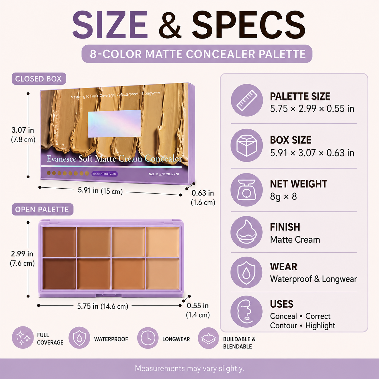 🎨 8-Color Matte Concealer Palette – Waterproof, Full-Coverage for Correction, Contour & Tattoo Cover ✨