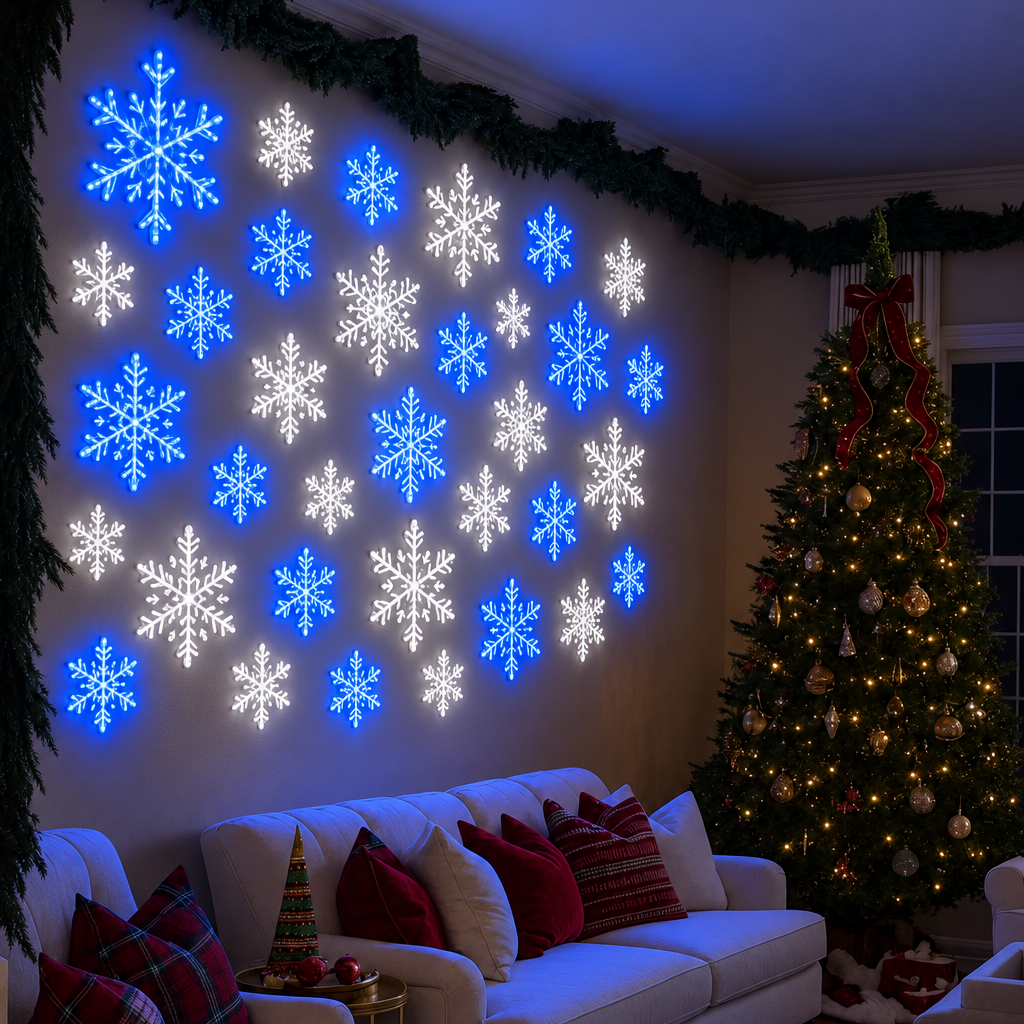 🎄 Christmas Sale 49% OFF❄️LED Snowflake Wall Light Set – Remote-Controlled Christmas Winter Decor