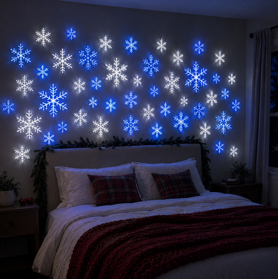 🎄 Christmas Sale 49% OFF❄️LED Snowflake Wall Light Set – Remote-Controlled Christmas Winter Decor