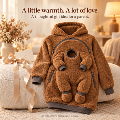 Camel Brown parent and baby hoodie styled as a gift idea