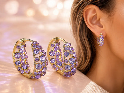 💜 Sparkling Light Purple Zircon Huggie Hoop Earrings