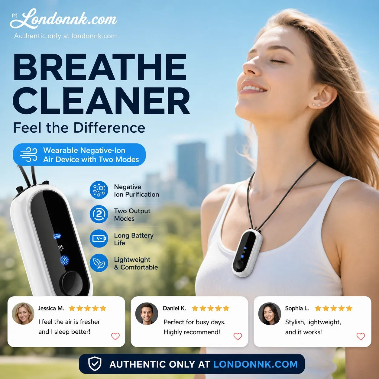 Wearable Air Purifier with Negative Ion Technology