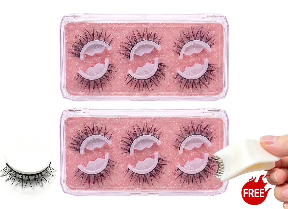 🎉2026 Sale Over 38K+ Sold!👁️Reusable Self-Adhesive False Eyelashes｜Glue-Free Natural Curly Press-On Lashes✨
