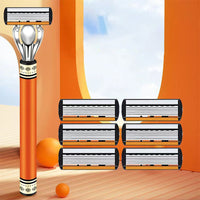 1 Razor Handle with 6 Blades + Case + Shaving Cream