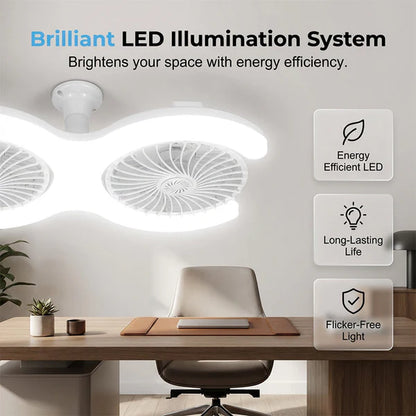 Double-Head LED Ceiling Fan with Light, 3 Speeds & Remote ✨