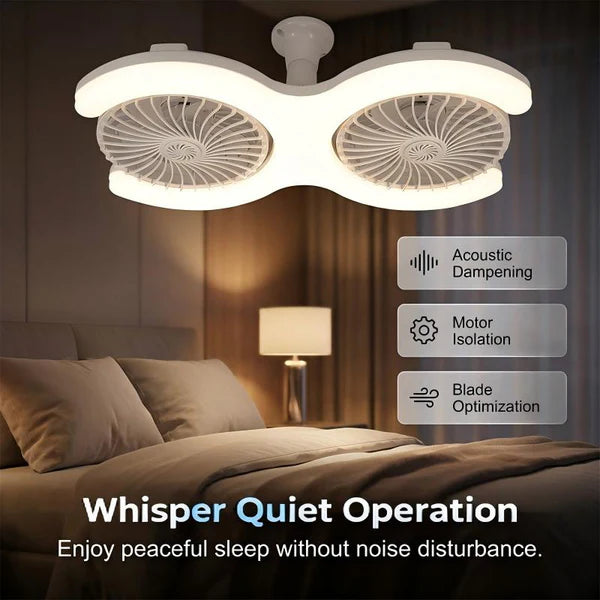 Double-Head LED Ceiling Fan with Light, 3 Speeds & Remote ✨