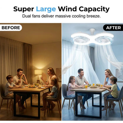 Double-Head LED Ceiling Fan with Light, 3 Speeds & Remote ✨