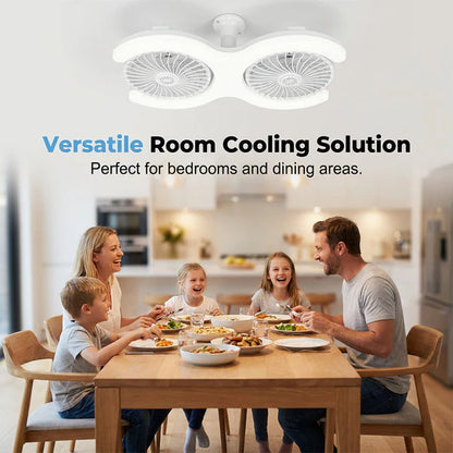 Double-Head LED Ceiling Fan with Light, 3 Speeds & Remote ✨