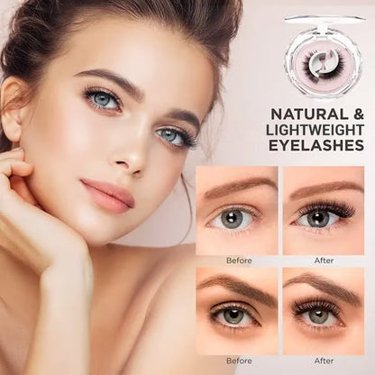 🎉2026 Sale Over 38K+ Sold!👁️Reusable Self-Adhesive False Eyelashes｜Glue-Free Natural Curly Press-On Lashes✨