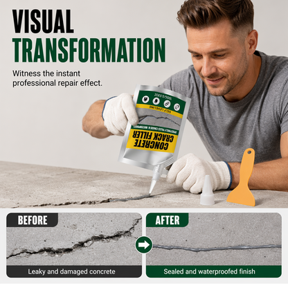 Concrete crack filler visual transformation
