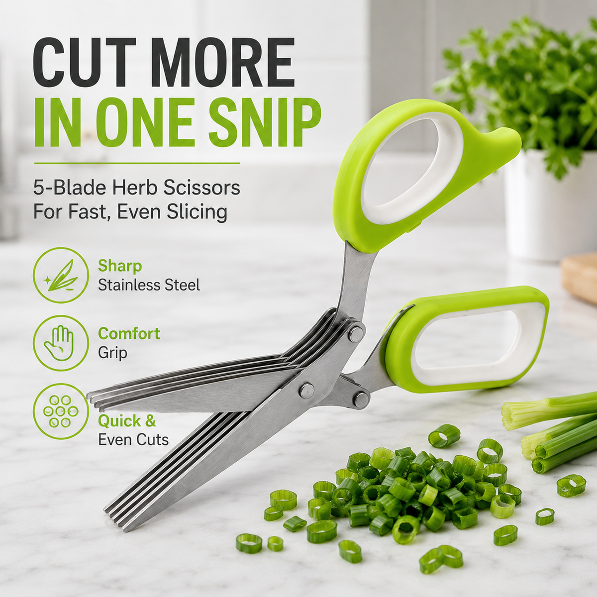 ✂️5-Blade Stainless Steel Herb Scissors with Protective Sheath