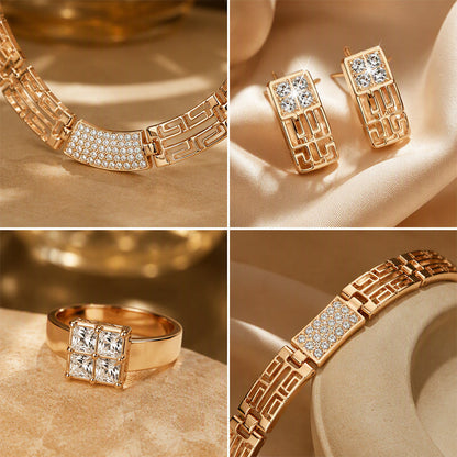 💎 4-Piece Rhinestone Jewelry Set – Necklace, Earrings, Bracelet & Ring