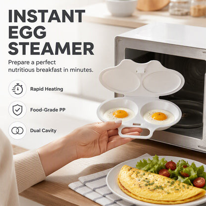 🥚✨BUY 1 GET 1 FREE! Dual Cavity Microwave Egg Poacher – Quick oil‑free cooking, food‑grade PP & versatile. Perfect for busy mornings – healthy breakfast in minutes! ⚡🍳
