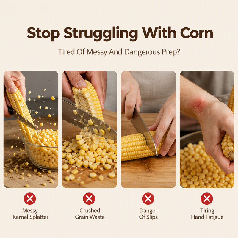 (3Pcs) Corn Stripper – Stainless blade, non-slip grip & mess-free. Strips corn in seconds – grab yours! ✅