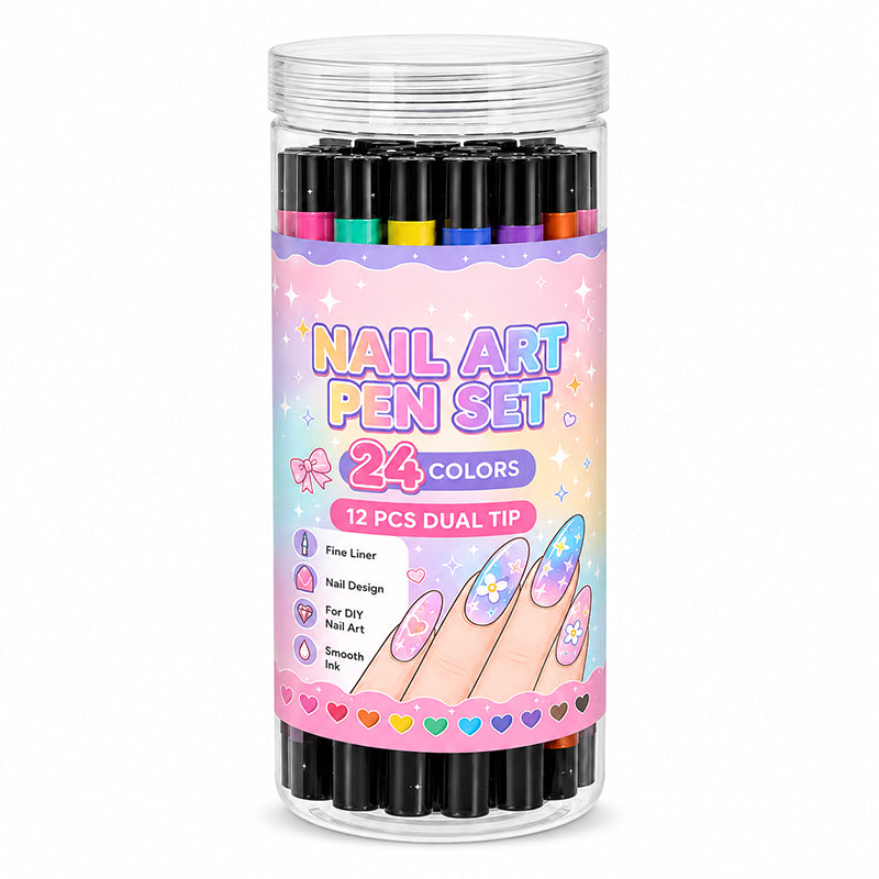 📢📢50% OFF !!⏰️ 24 Colors Dual Ended Nail Art Pens Set
