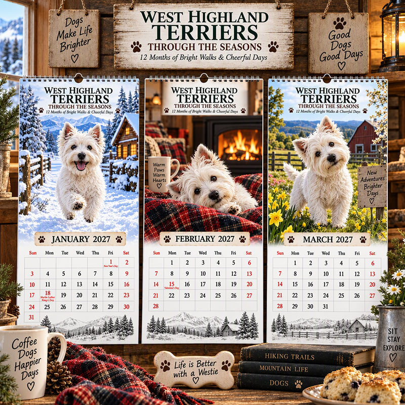 🥳💞48K+ SOLD🐾📆West Highland Terrier Wall Calendar🎁