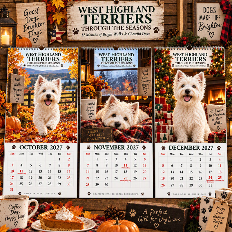 🥳💞48K+ SOLD🐾📆West Highland Terrier Wall Calendar🎁