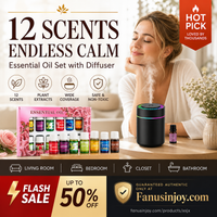Black Aroma Diffuser + Essential Oils Set